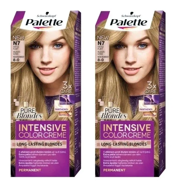 2x Schwarzkopf Palette Intensive Color Creme 8-0 (N7) Light Blonde-0