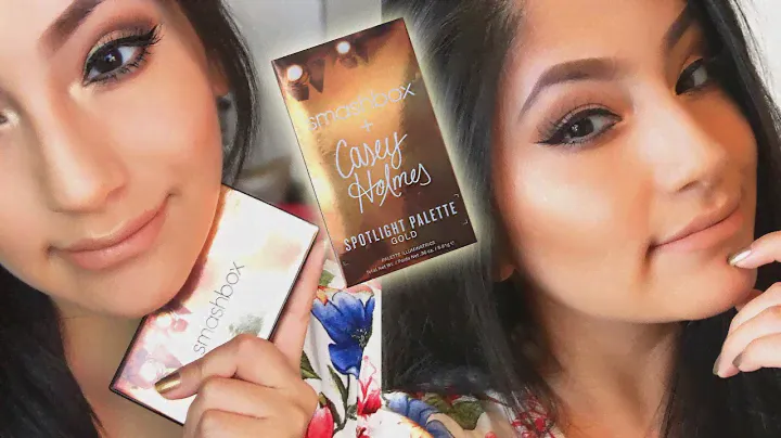 GOLD Casey Holmes x Smashbox Spotlight Highlighter Palette REVIEW/DEMO (OLIVE SKIN)-