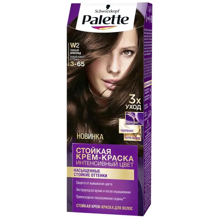 Крем-краска для волос Palette, тон W2, тёмный шоколад-0