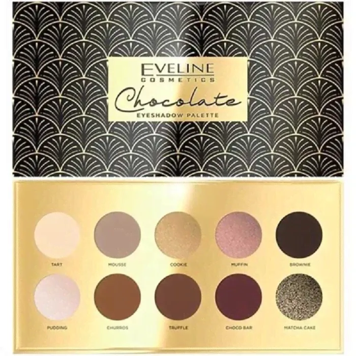 Палетка теней для век Eveline Chocolate Eyeshadow Palette, 10 оттенков, 10 г-0