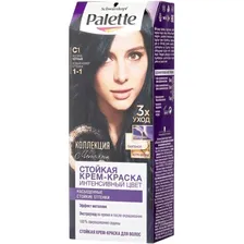Palette Интенсивный цвет Стойкая крем-краска для волос, C1, Иссиня-черный.