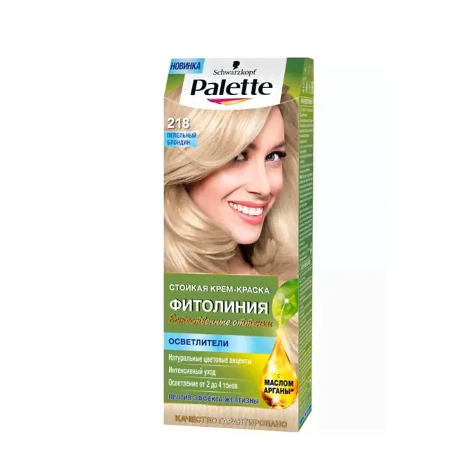 Крем-краска для волос Palette Фитолиния стойкая 218 Пепельный блондин 110 мл