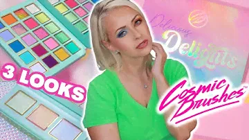 3 LOOKS with COSMIC BRUSHES DELICIOUS DELIGHTS PALETTE + FROSTING HIGHLIGHTER PALETTE