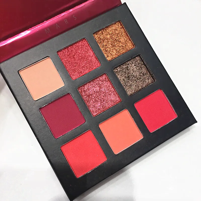 Eyeshadow Pallete Makeup Brushes 9 Color Palette Shimmer Pigmented Eye Shadow Maquillage (A)