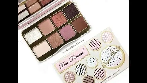 FULL SWATCH TOO FACED : SUGAR COOKIE PALETTE AND TICKLED PEACH MINI PALETTE