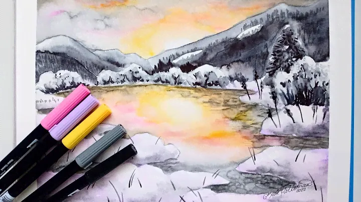 Create a beautiful winter landscape with me: using Tombow Dual Brush Pens as watercolors