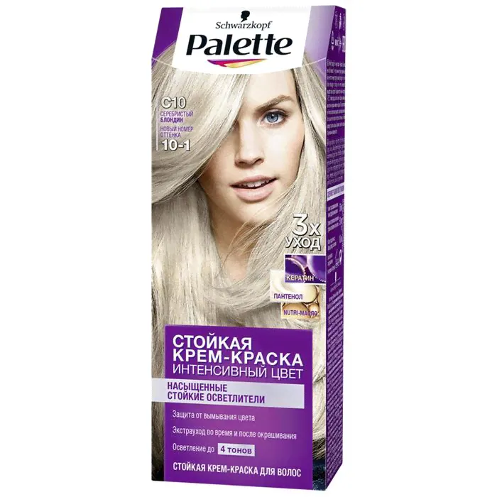 Крем-краска для волос Palette, тон С10, серебристый блондин-0