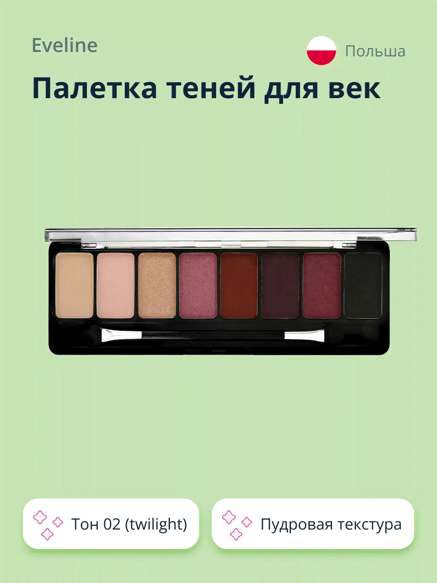 Палетка теней EVELINE Eyeshadow professional palette тон 02 (twilight)