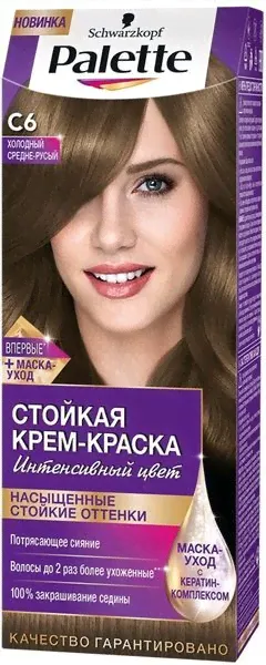 Стойкая крем-краска Palette C6 Холодный средне-русый, 110 мл