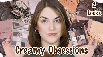 HUDA BEAUTY CREAMY OBSESSIONS EYESHADOW PALETTES | First Impressions, and 2 Looks