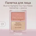 Divage Палетка для лица Blush & Highlighter Duo Face Palette, тон 01