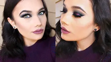 Dark Purple Glitter Smokey Eyes | Valentines Day Makeup Tutorial