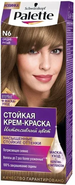 Стойкая крем-краска Palette N6 Средне-русый, 110 мл-0
