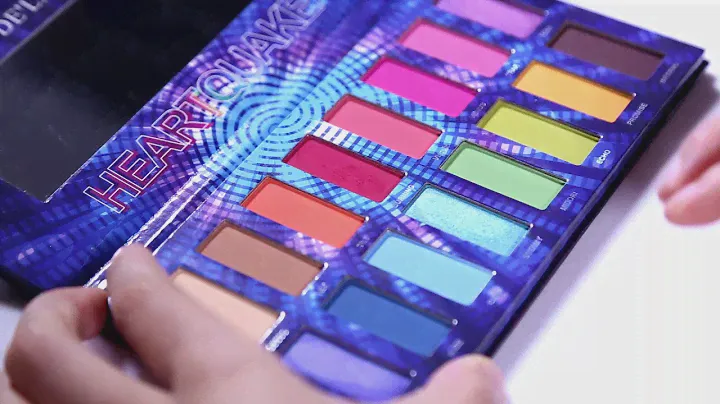 swatches of 16-color heart quake eyeshadow palette | DE'LANCI