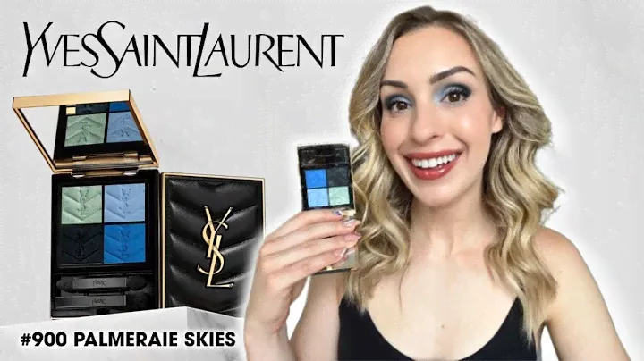 YSL MINI COUTURE CLUTCH PALETTE PALMERAIE SKIES💙🌴SWATCHES, 2 LOOKS! Best luxury eyeshadow palette?