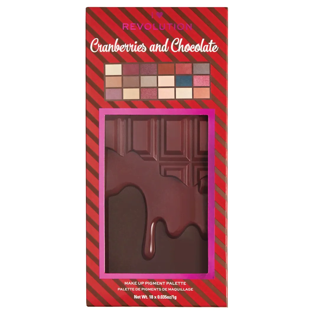 I Heart Revolution Палетка теней Chocolate Cranberries & Chocolate Make Up Pigment Palette-2