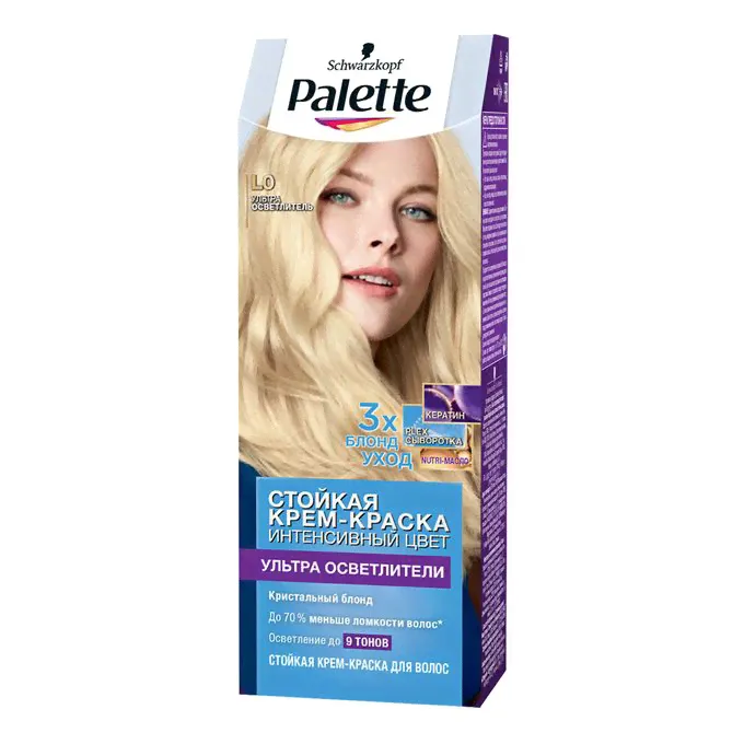 Крем-краска для волос Palette L0 ультра осветлитель кристальный блонд 110 мл + 20 мл-0