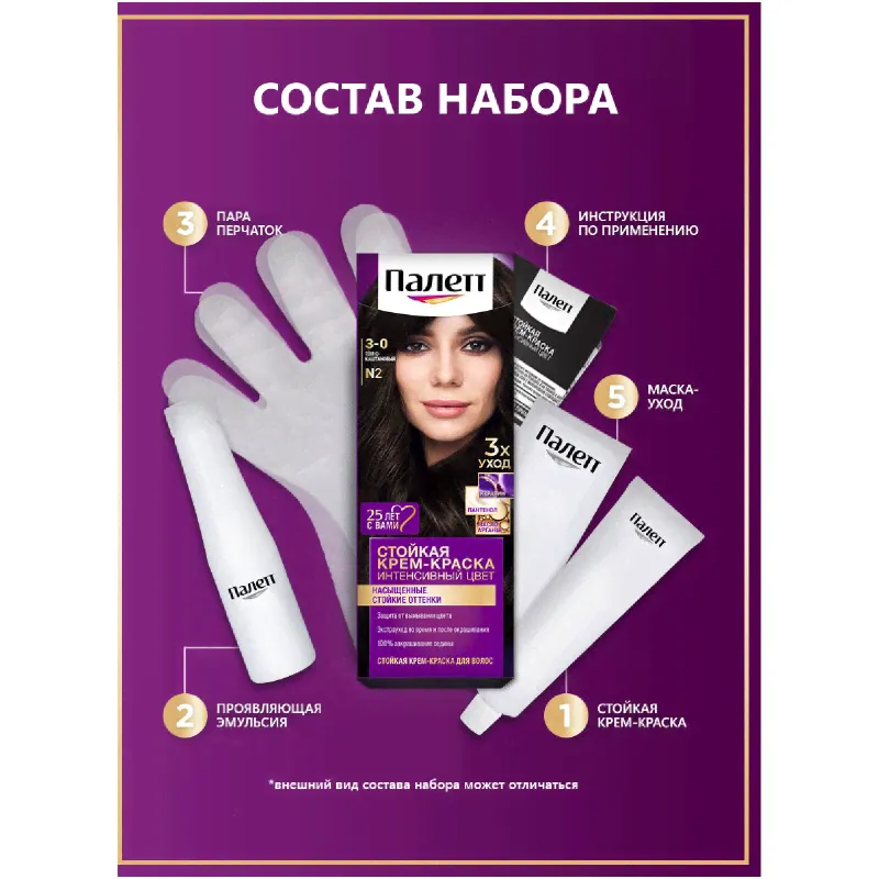 Крем-краска Palette для волос стойкая 1-1, 110мл-4