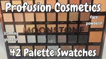 Moonstone Palette from Profusion Cosmetics!! All 42 shades swatched! Affordable nude palette!
