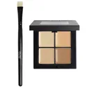 Палетка с хайлайтером и корректорами с кистью кремовая Brow perfecting palette