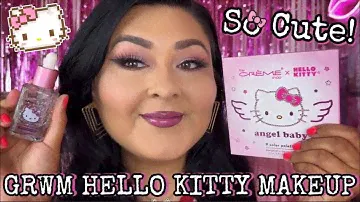 GRWM USING HELLO KITTY MAKEUP ft. PINK GIRLY PRODUCTS!💗